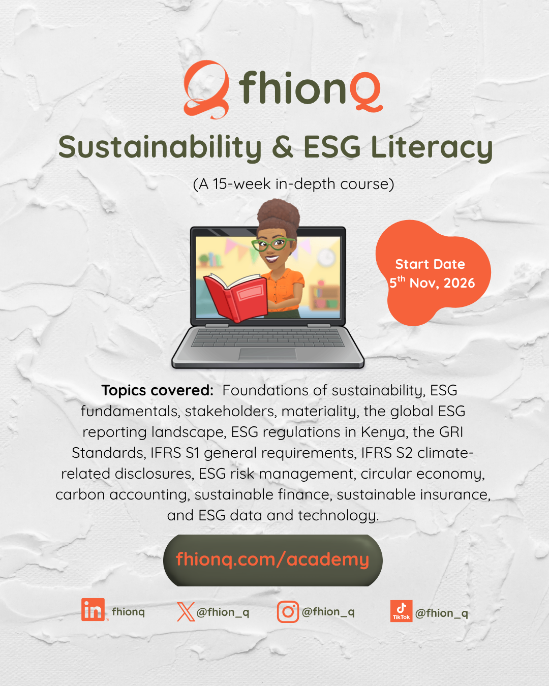 Sustainability & ESG Literacy course poster