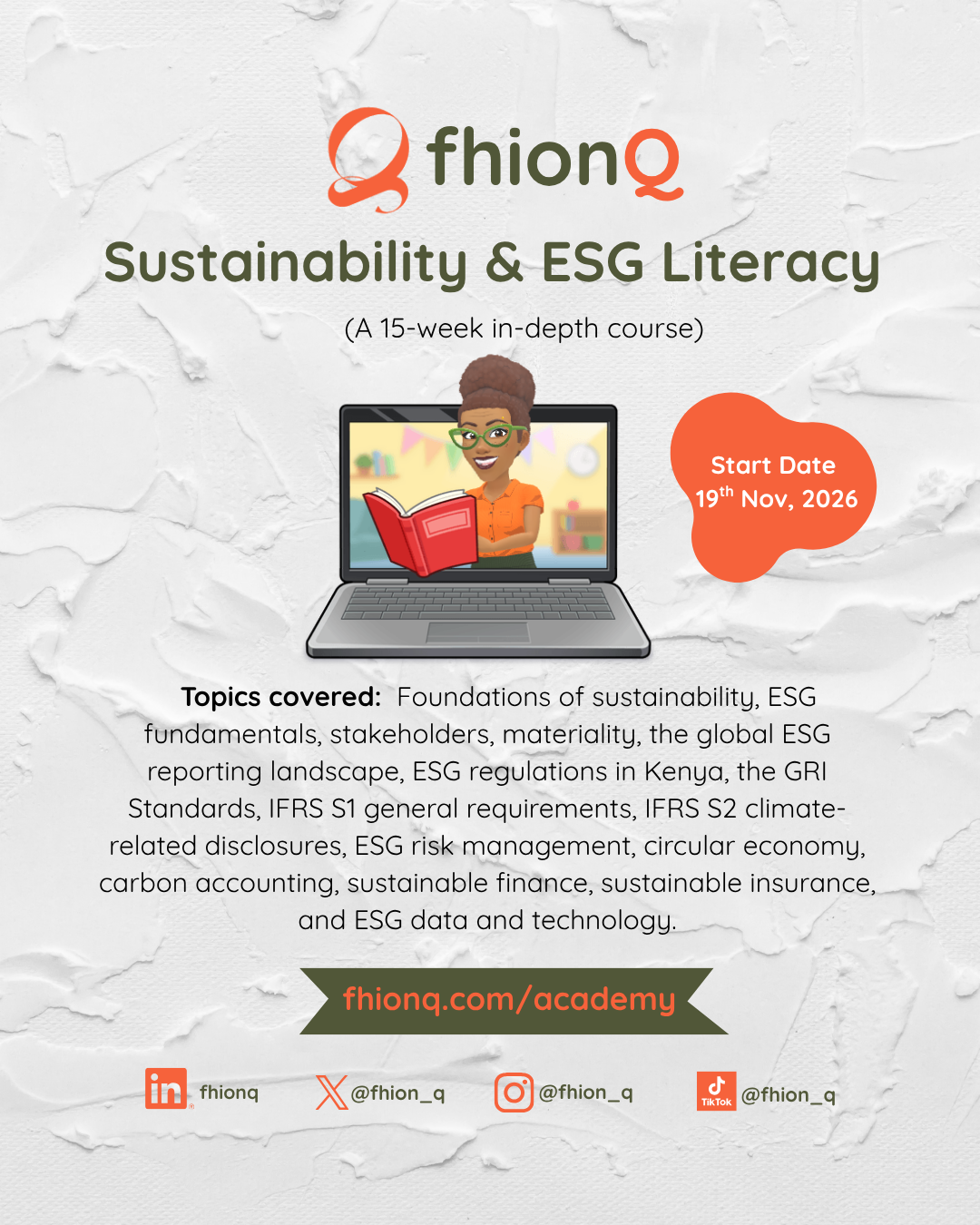 Sustainability & ESG Literacy course poster